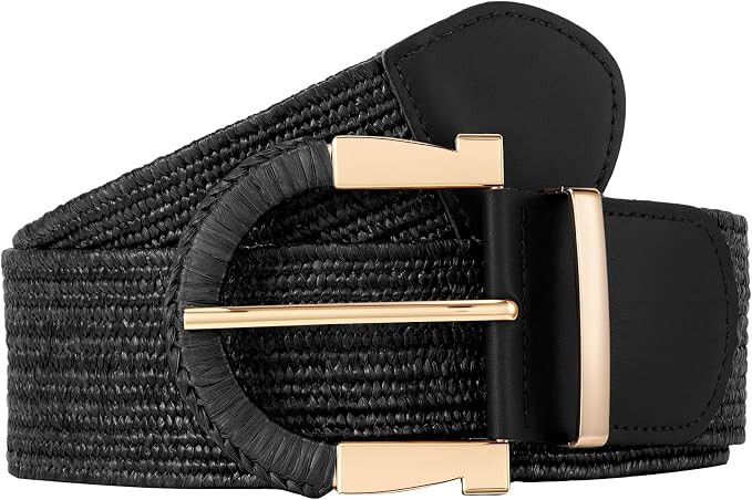 JASGOOD Straw Woven Belt for Women Dresses Boho Elastic Braided Belt Rattan Raffia Belts Ladies W... | Amazon (US)