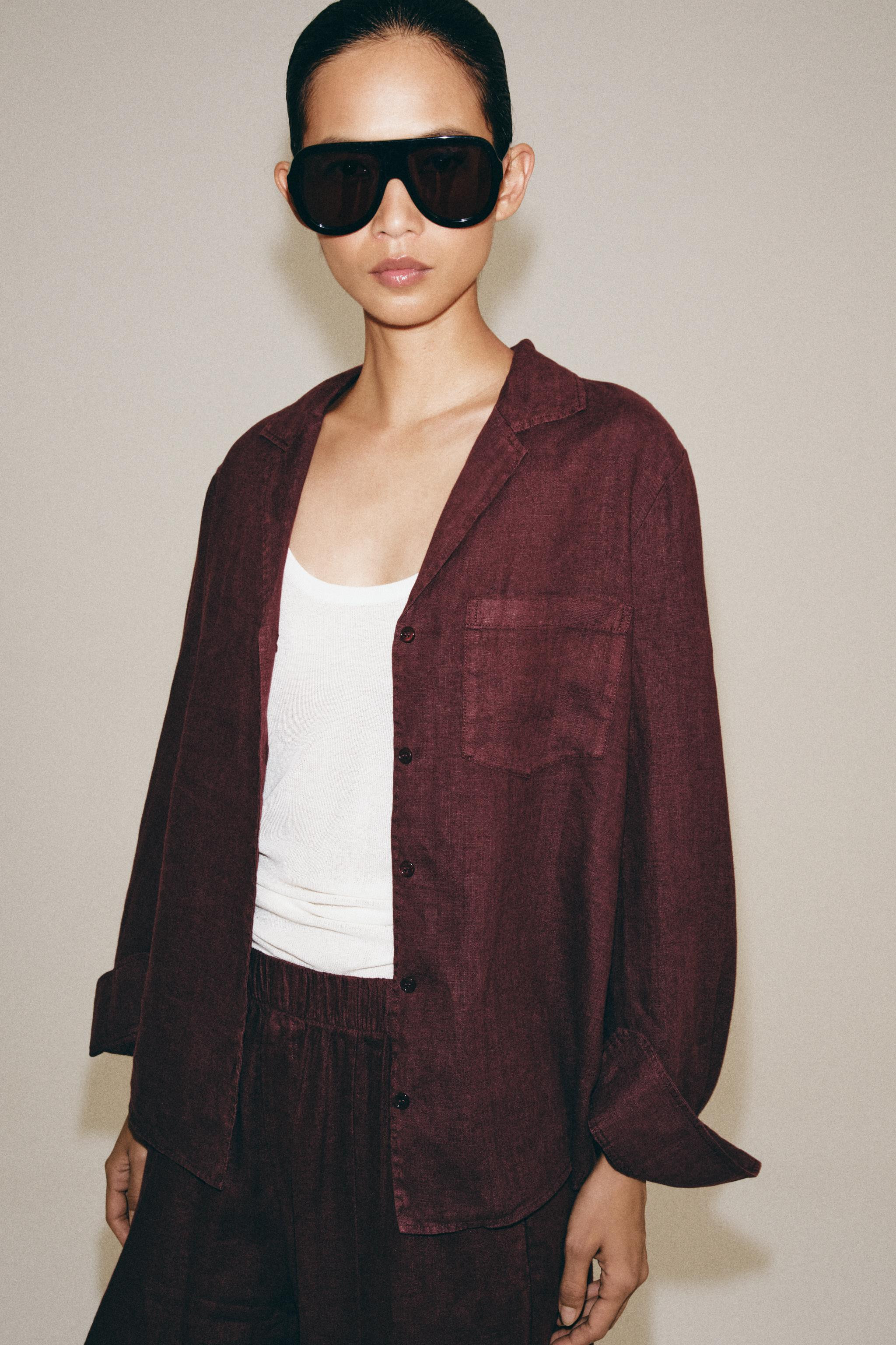 100% LINEN POCKET SHIRT ZW COLLECTION | Zara US