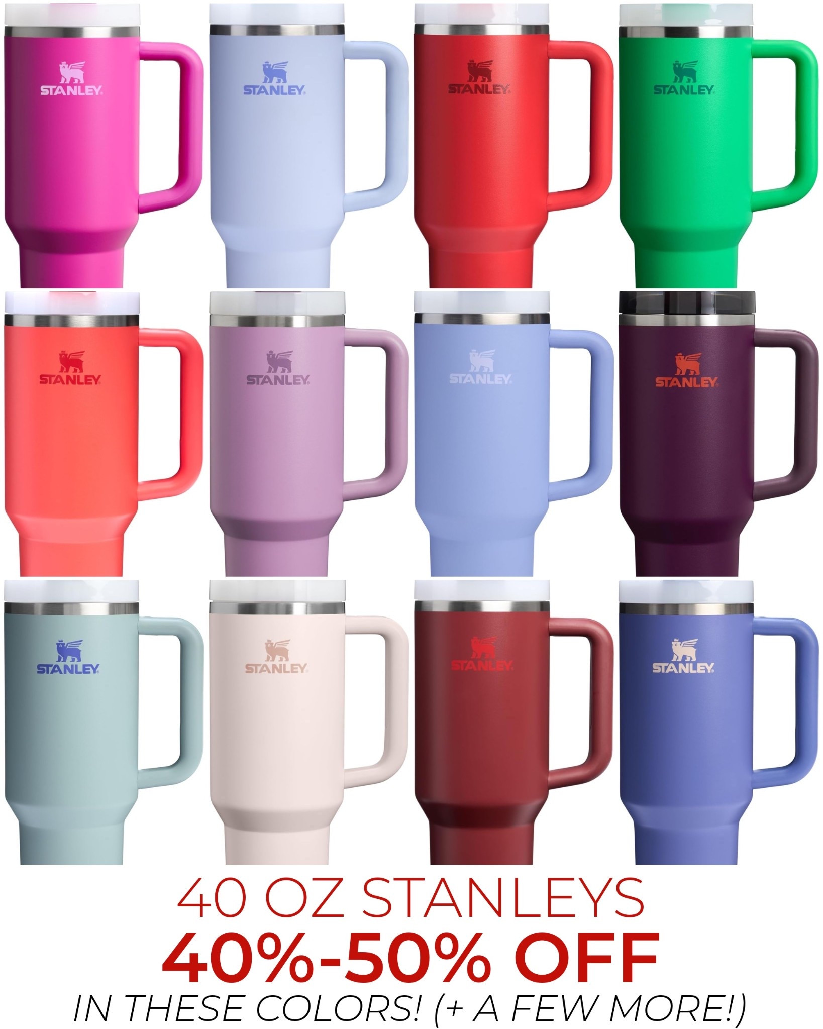 Great deal alert! These Stanley 40 oz. Tumblers are 40% to 50% off in these colors, and a few more. Other Stanley tumbler styles are on great sale too! These are great teacher gifts, work gifts, family gifts and stocking stuffers. gift for her gift for him teen gift active gift

#LTKActive #LTKGiftGuide #LTKSaleAlert