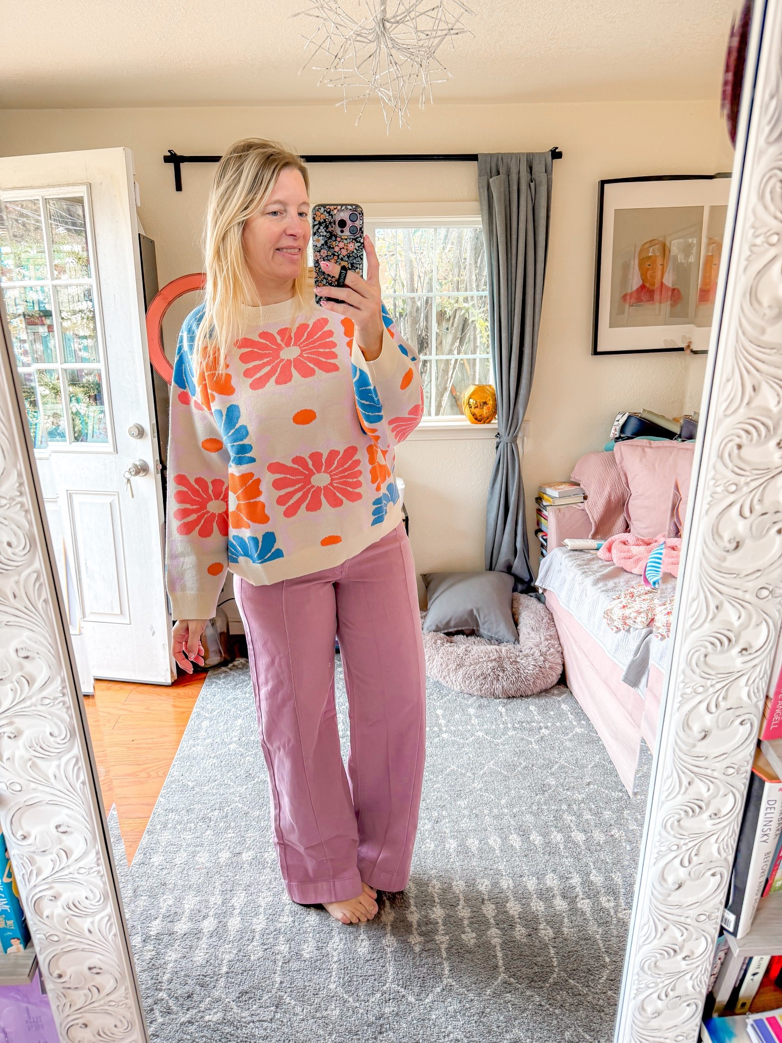 such a cute sweater for spring. 

sweater large
pants 12 long 



#LTKSeasonal #LTKFindsUnder50 #LTKStyleTip