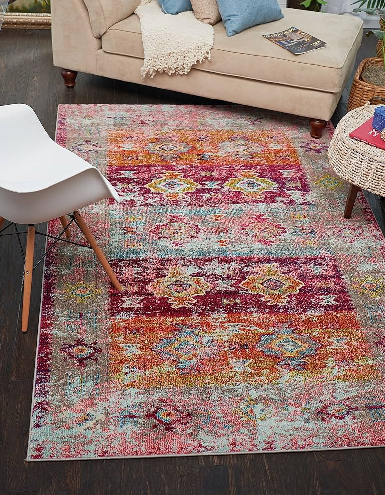 Unique Loom Monterey Collection Vintage Bohemian Inspired with Bright Colorful Tribal Design Area... | Amazon (US)