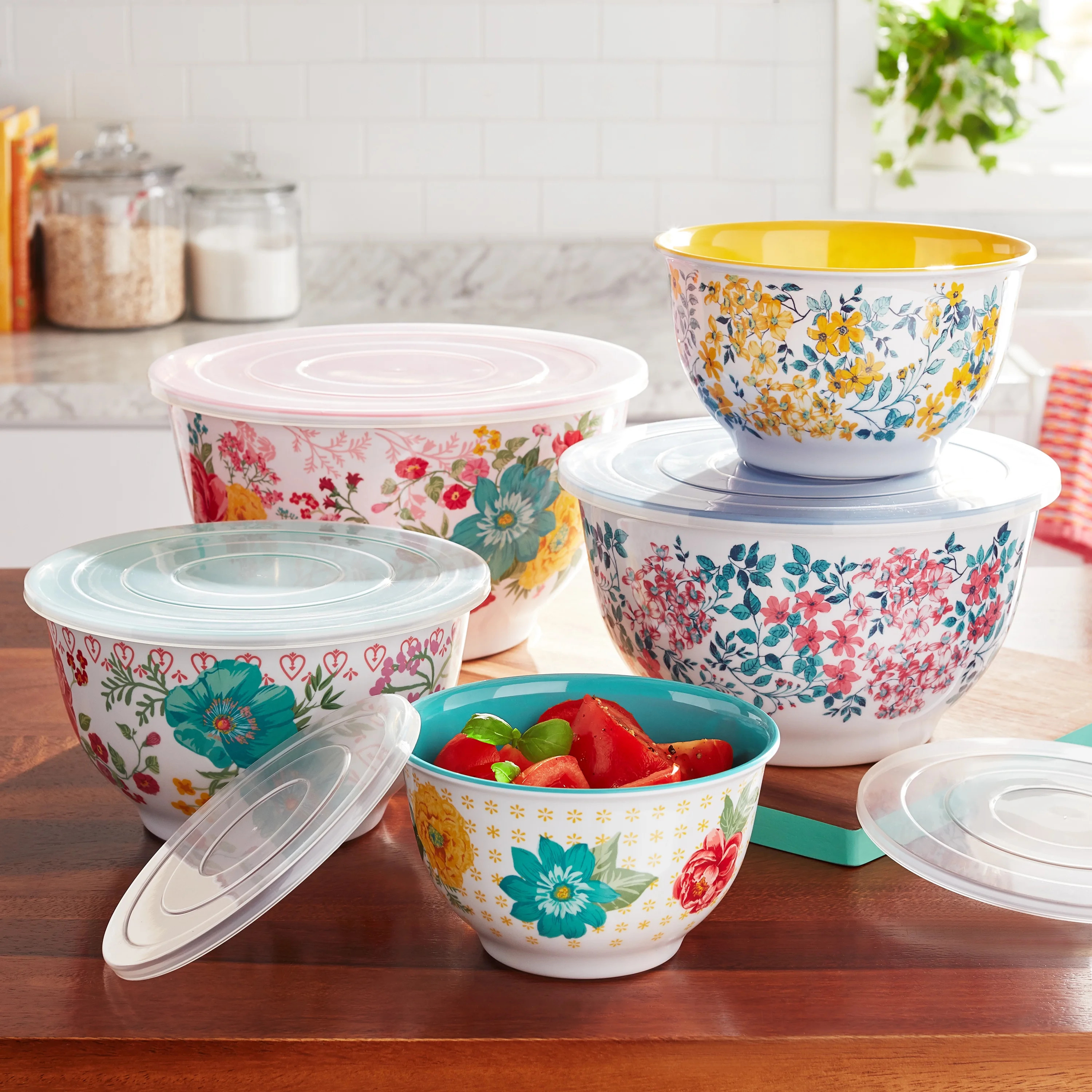 The Pioneer Woman 10-Piece Melamine Mixing Bowl Set, Fancy Flourish - Walmart.com | Walmart (US)