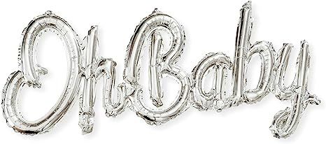Oh Baby Baby Shower Decorations - One Piece Silver Foil Balloon, No helium required - Gender Reve... | Amazon (US)