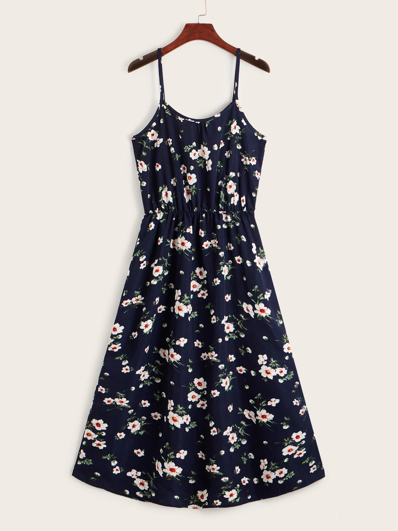 Floral Print Elastic Waist Cami Dress | SHEIN