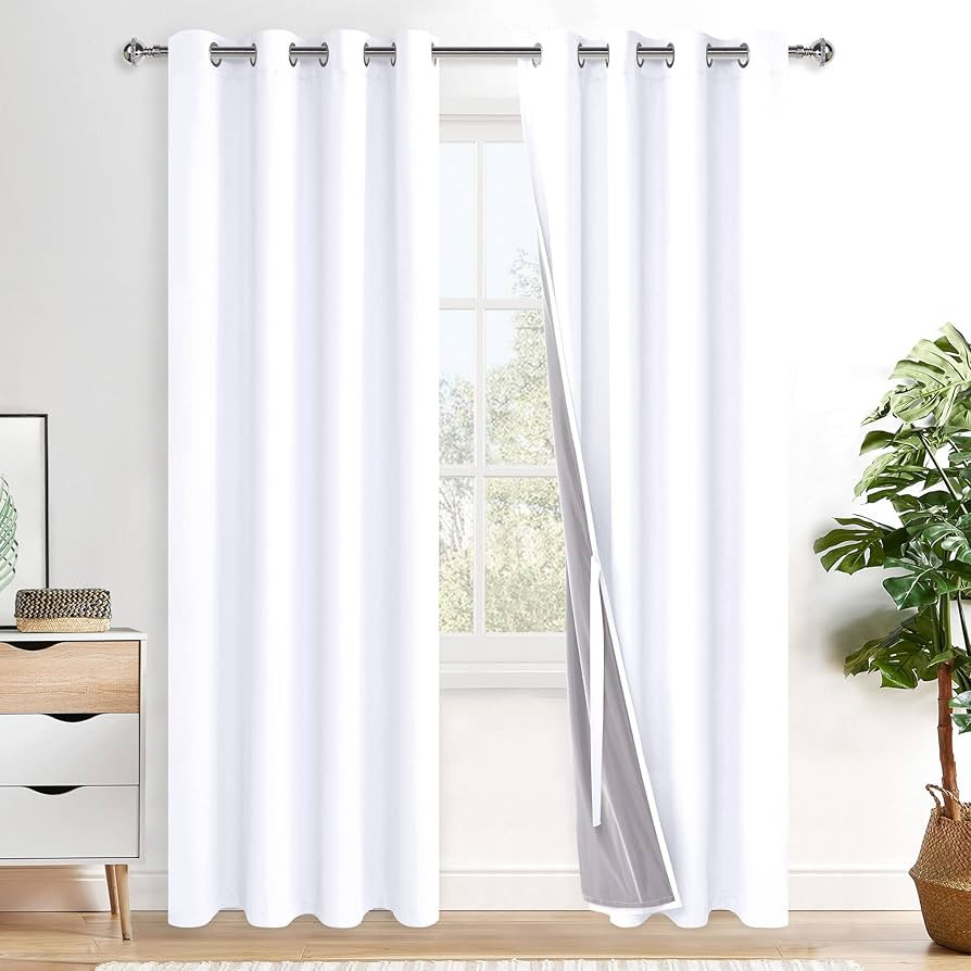 XWZO 100% Blackout Curtains 2 Panels with Tiebacks- Heat and Full Light Blocking Window Treatment... | Amazon (US)
