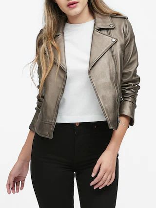 Metallic Leather Moto Jacket | Banana Republic (US)