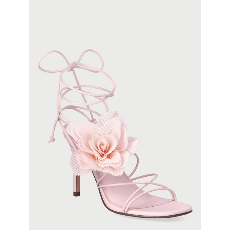 Scoop Women’s Lace Up Stiletto Heel Sandals with Flower | Walmart (US)