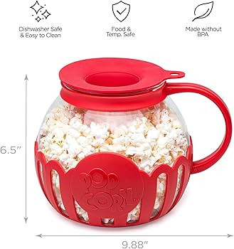Ecolution Patented Micro-Pop Microwave Popcorn Popper with Temperature Safe Glass, 3-in-1 Lid Mea... | Amazon (US)