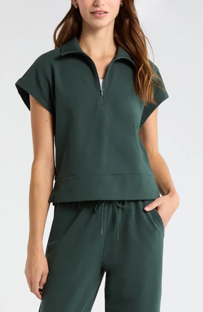 Tempo Terry Half Zip Short Sleeve Sweatshirt | Nordstrom