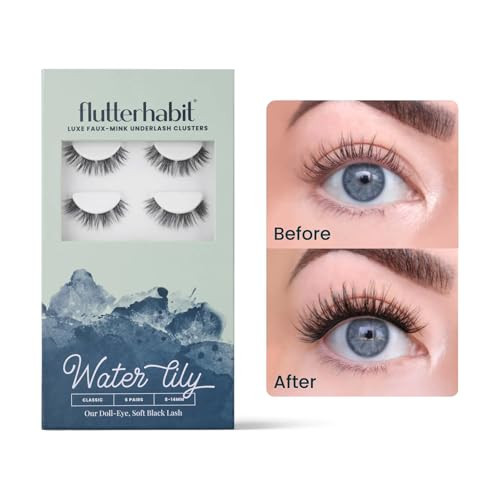 FlutterHabit Water Lily Lash Clusters for Women, Salon Quality At Home Eyelashes Extension Kit, 6 Lash Sets, No Lash Glue Included | Amazon (US)