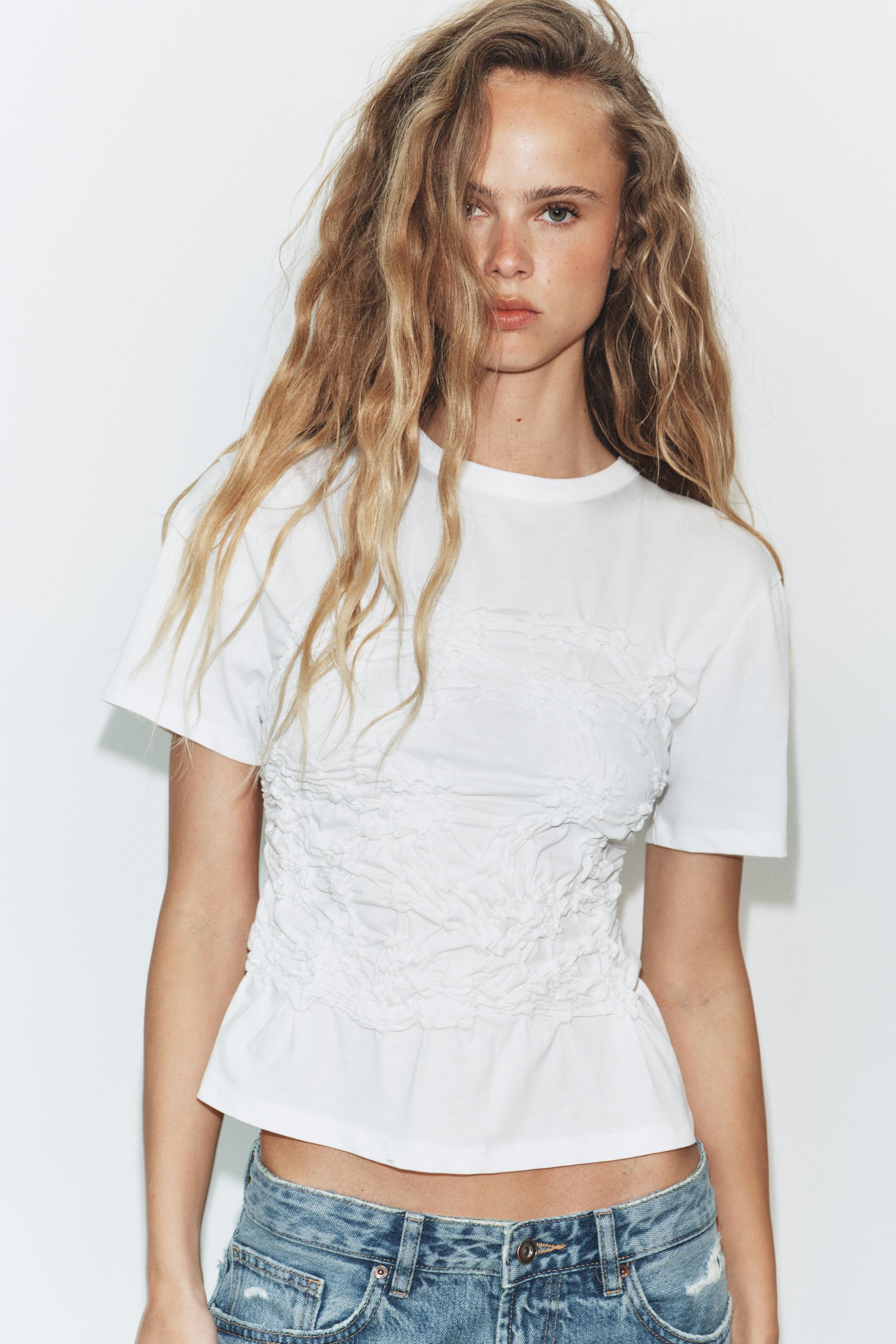 SHORT SLEEVE RUCHED TOP | Zara US