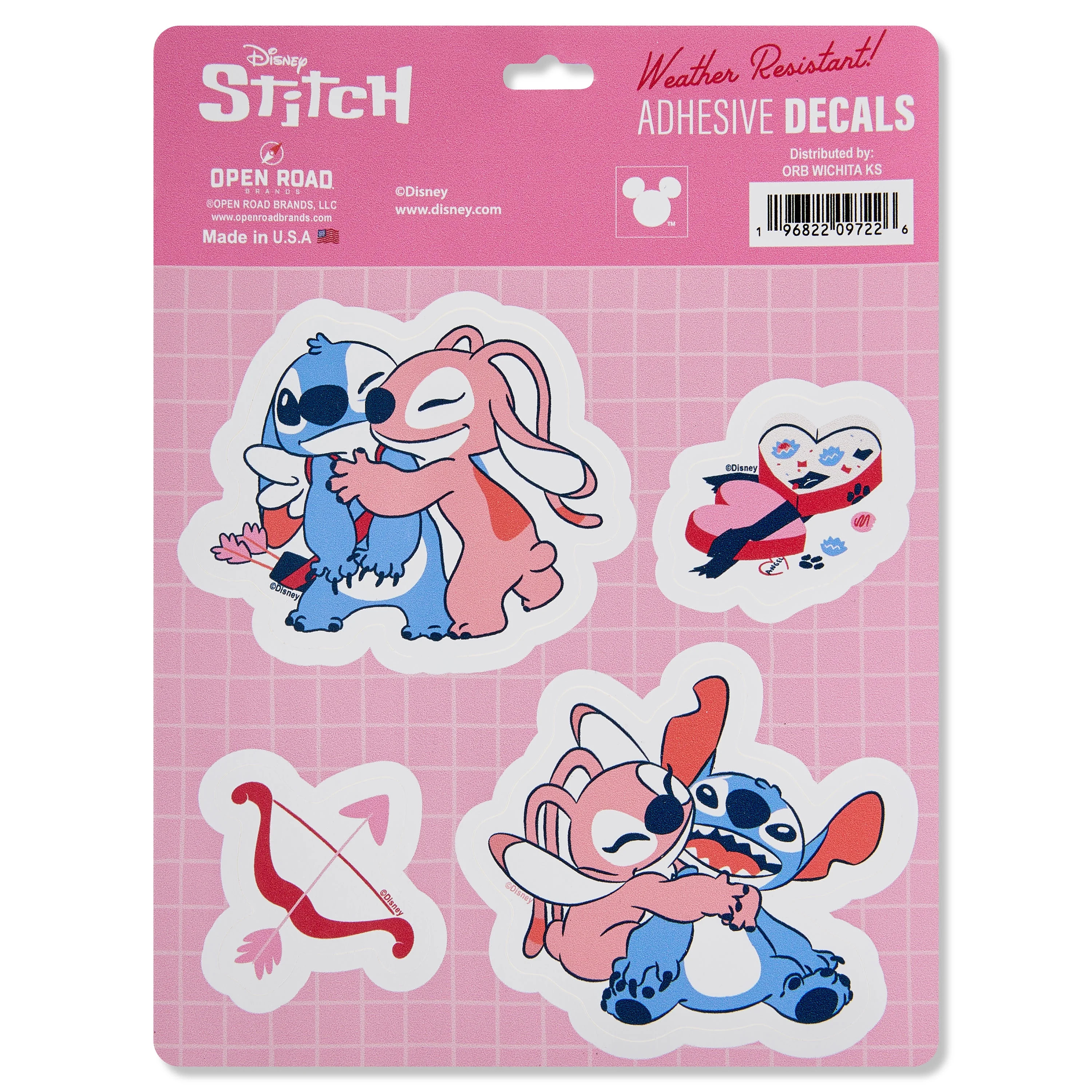 Disney Stitch and Angel Valentine 4 Piece Adhesive Vinyl Decals | Walmart (US)