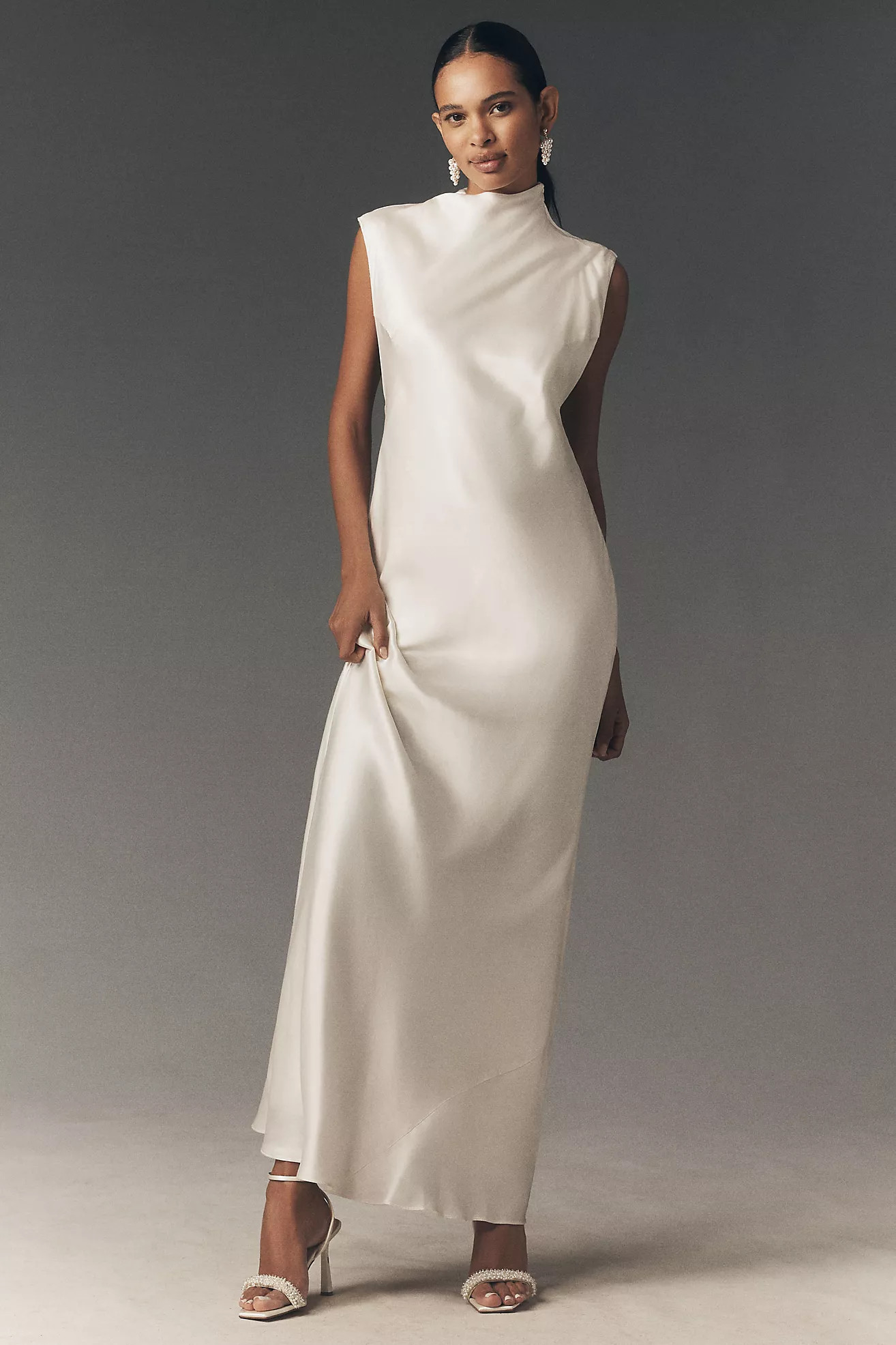 BHLDN Satin Column Knot Maxi Dress | Anthropologie (US)