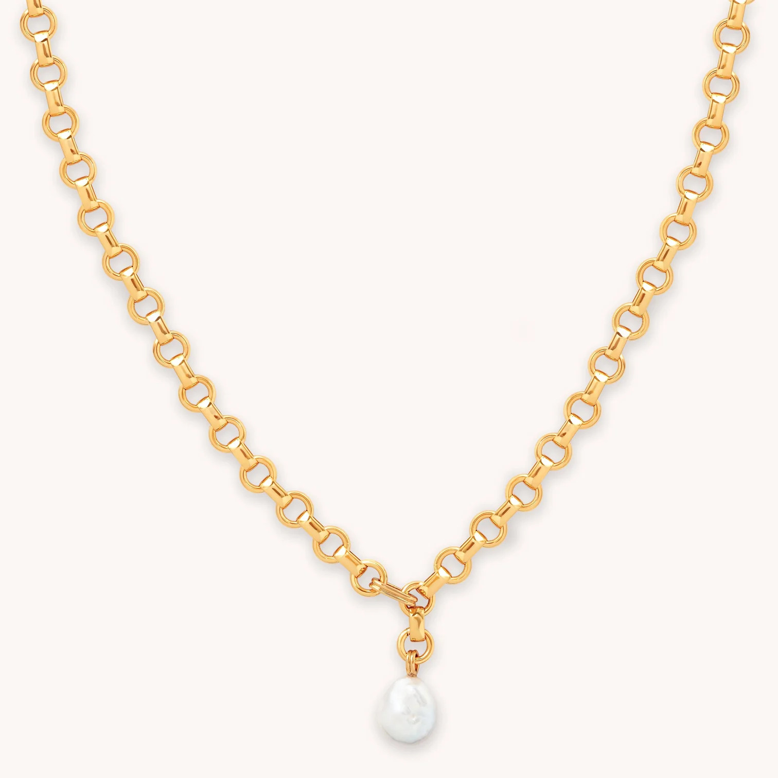 Pearl Gold Link Chain Necklace | Astrid & Miyu Necklaces | Astrid and Miyu