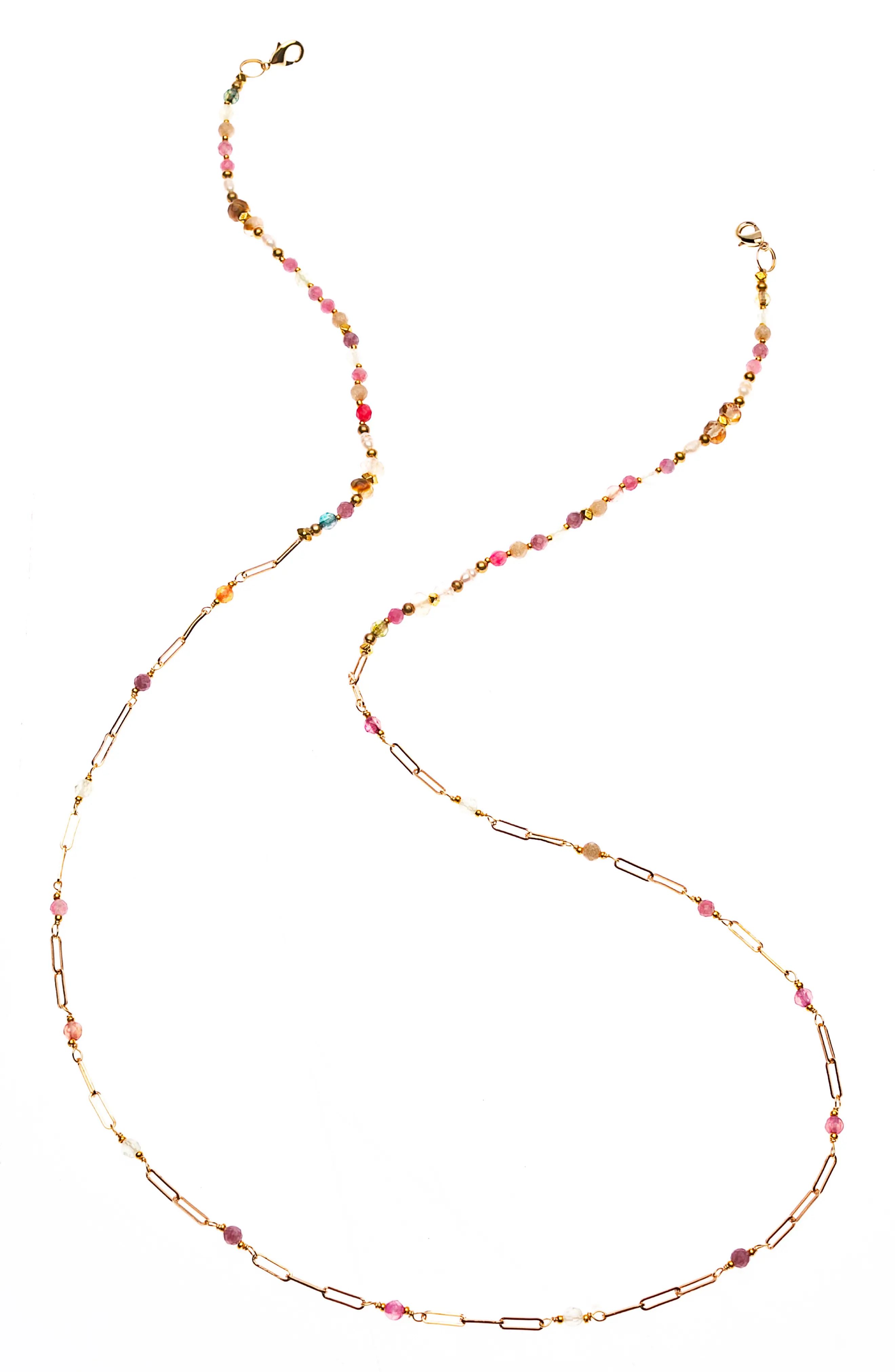 Nakamol Chicago Tourmaline Glasses & Face Mask Chain in Tourmaline Mix On Gold at Nordstrom | Nordstrom