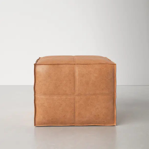 Inez 18" Wide Faux Leather Square Pouf Ottoman | Wayfair Professional