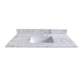 49 in. W x 22 in. D x 0.75 in. H Engineered Stone Composite Bathroom Vanity Top in White with Single Sink V2 | The Home Depot