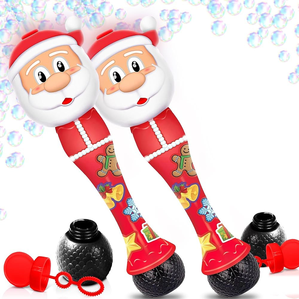 Light Up Christmas Santa Bubble Wand for Kids, 14 Inch Bubble Blower with Lights & Sound Effects,... | Amazon (US)