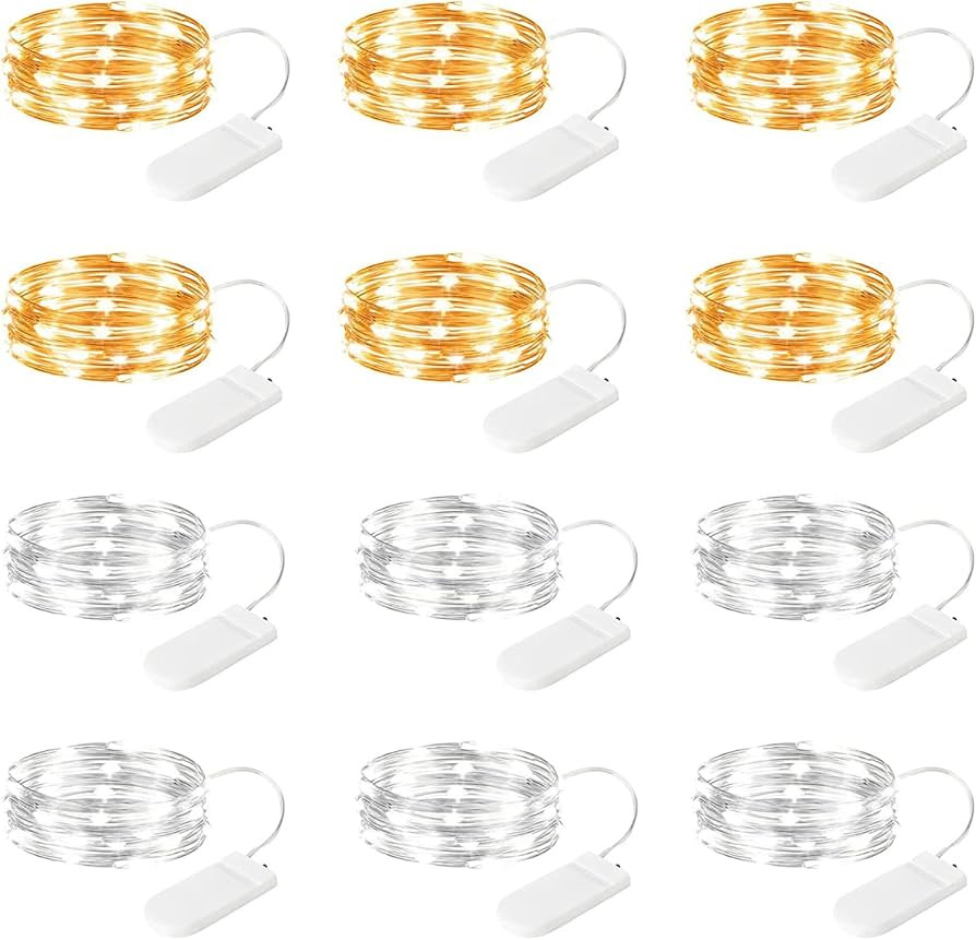 Brightown 12 Pack Led Fairy Lights Battery Operated String Lights Waterproof Silver Wire 7 Feet 2... | Amazon (US)