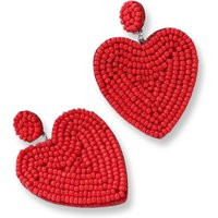Red Beaded Heart Earrings - Handmade Jewelry, Earrings, Anniversary | Etsy (US)