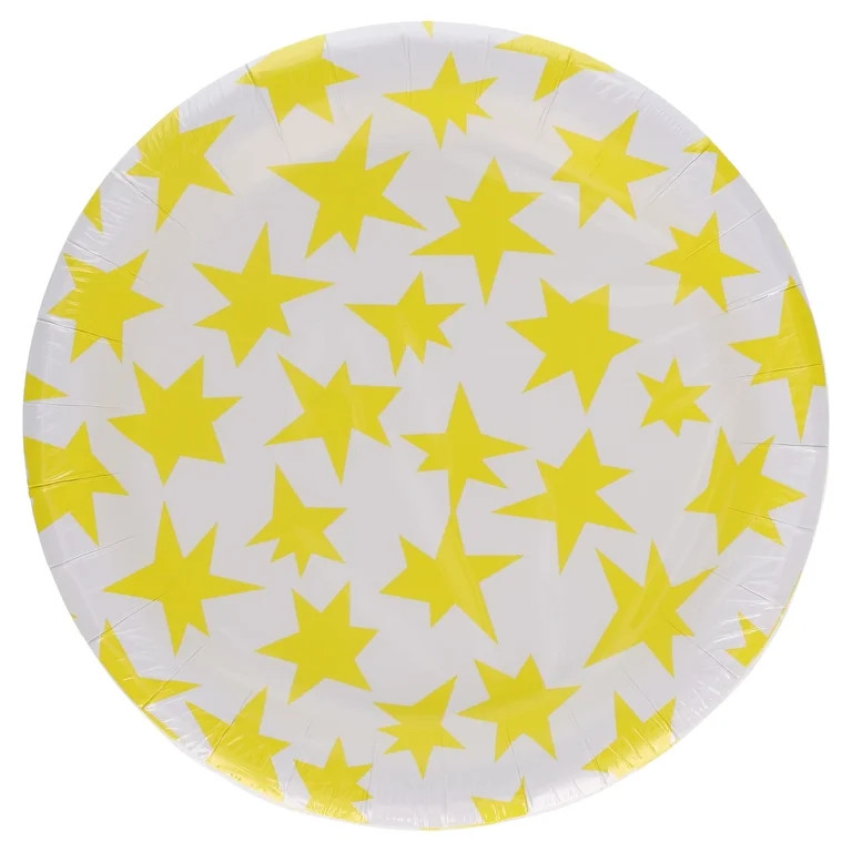 Stars Disposable Paper Plates, 7", Yellow and White, 24 Count, by Way To Celebrate | Walmart (US)