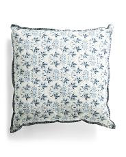 20x20 Floral Tile Block Print Whipstitch Trim Pillow | TJ Maxx