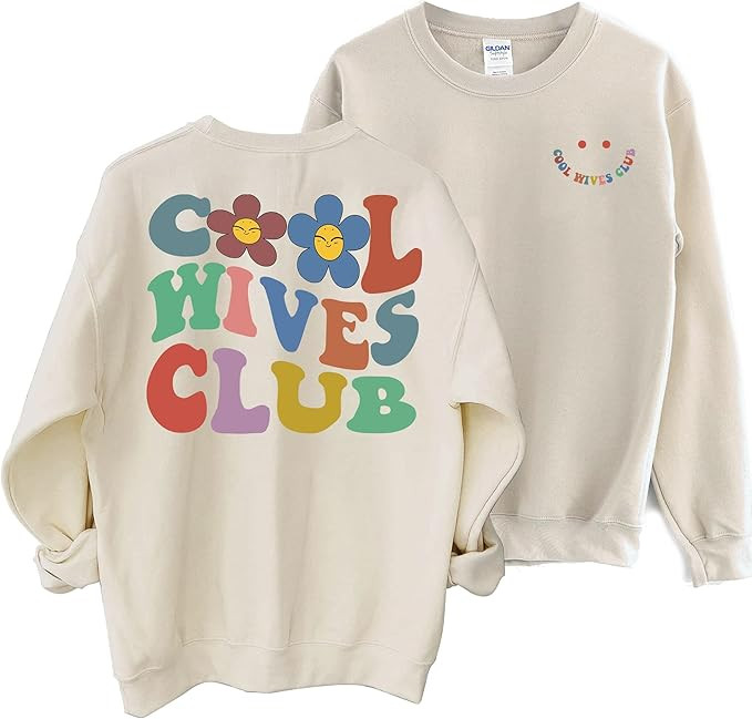 Cool Wives Club Groovy Sweatshirt - Cool Wife Sweatshirt, Wifey Sweatshirt, Wife Shirt, Wife Swea... | Amazon (US)