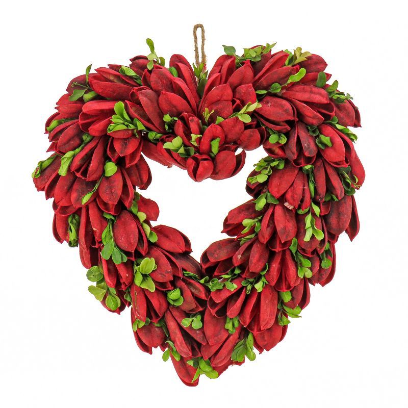 National Tree Company Artificial Valentine's Floral Heart Wreath, Decorated with Red Leaves, Vale... | Target