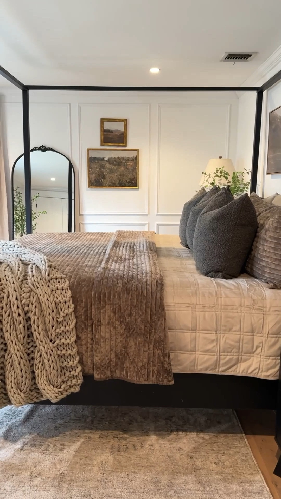 Mocha brown bedding is trending! 🤎
This cozy yet lightweight quilt set is a follower favorite. The earthy brown color looks great with my fall-inspired landscape wall art and black canopy bedframe. I’m using a large, pillow top mattress and matching boxspring.



#LTKvlog #LTKSaleAlert #LTKHome