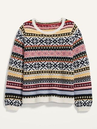 Cozy Fair Isle Blouson-Sleeve Sweater for Women | Old Navy (US)