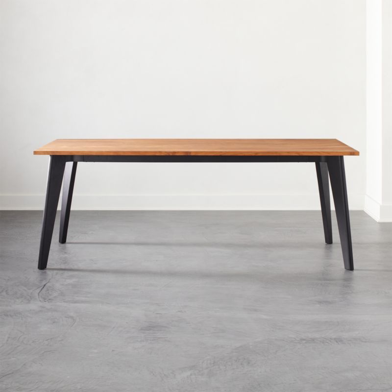 Harper Black Dining Table with Wood Top + Reviews | CB2 | CB2
