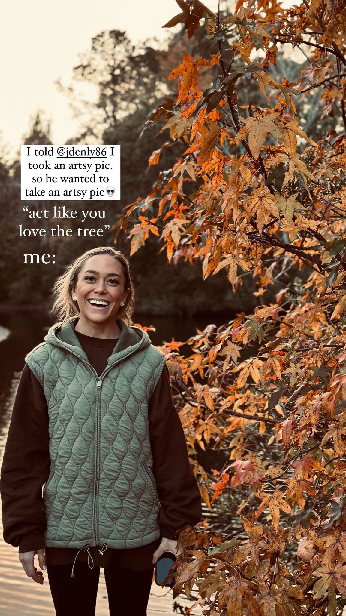 I told @jdenly86 I took an artsy pic. so he wanted to take an artsy pic💀 “act like you love the tree” me: 😂

I love this quilted vest! In the S! Several other colors available as well. 

Amazon fashion / winter wear / cozy / cute / neutrals / ootd / Holley Gabrielle 

#LTKFindsUnder50 #LTKHoliday #LTKSeasonal