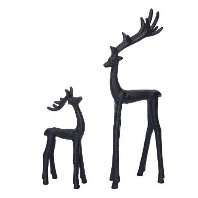 Transpac Set of 2 Iron Reindeer Figurines Black Metal Christmas Tabletop Decor for Holiday Celebrations and Gift Giving | Target