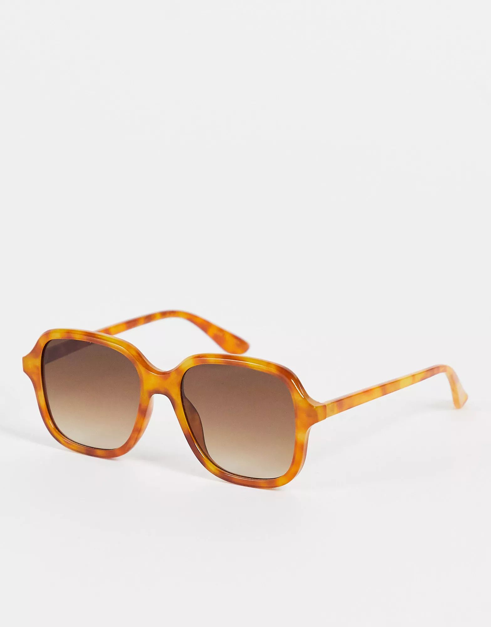 Mango – Eckige Sonnenbrille im 70er-Stil mit Rahmen in heller Schildpattoptik | ASOS (Global)