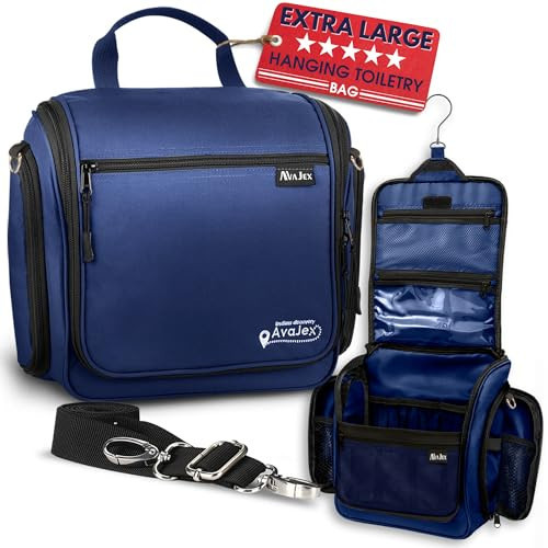 Extra Large Hanging Travel Toiletry Bag for Men and Women - Cosmetic Travel Bag With Shoulder Strap - Waterproof Hygiene Bag with Metal Xxl Swivel Hook and 19 Compartments for Toiletries | Amazon (US)