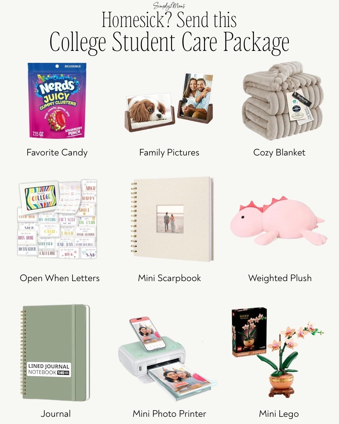 That first wave of homesickness can hit hard, and sometimes a little piece of home showing up at their door is exactly what they need.

Fill a care package with their favorite candy, family photos, something cozy and a few things to keep them busy. You can even tuck in handwritten notes or “open when” letters for the days when they really need to hear from you.

Nothing fancy. Just a box that says, “We miss you too.”

#LTKU #LTKHome