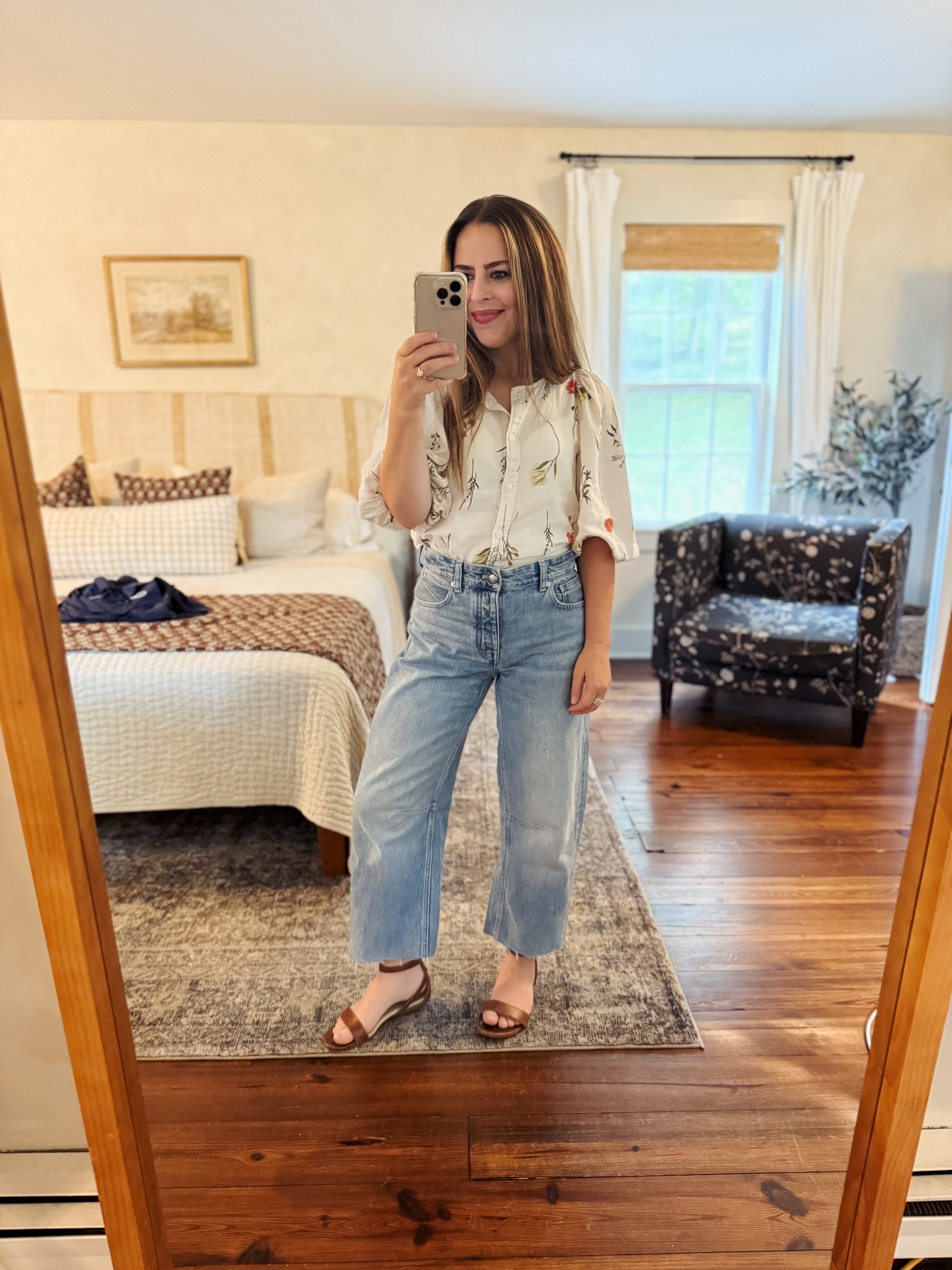 Best subtle barrel jeans ever.  Petite friendly.  Run big, go down 1-2 sizes