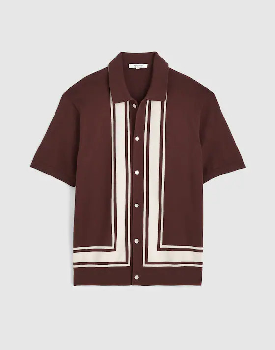 Knit Button-Up Shirt in Border Stripe | Madewell