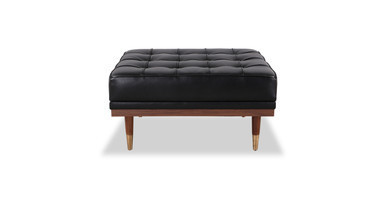 Woodrow 33" Box Leather Ottoman | Manhattan Home Design