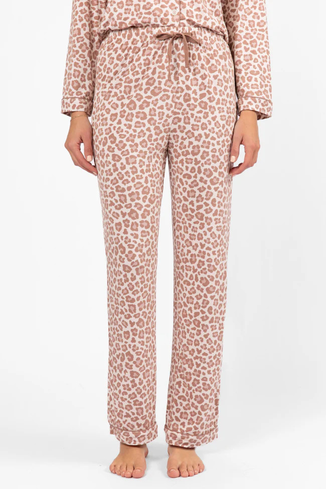 Under The Stars Neutral Leopard Pajama Pants | Pink Lily
