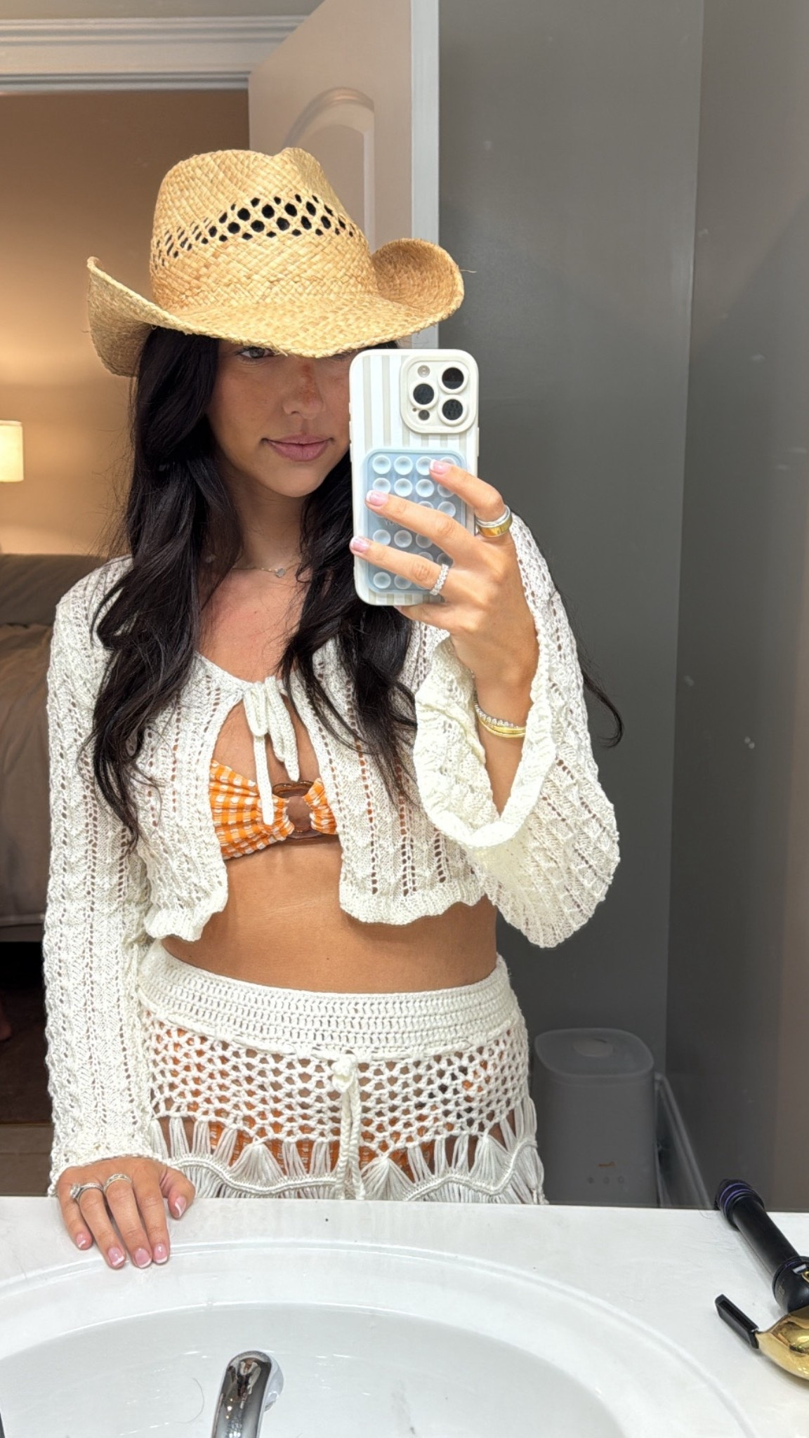 Summer pool party outfit coverup cowgirl hat 

#LTKStyleTip #LTKSwim #LTKSeasonal