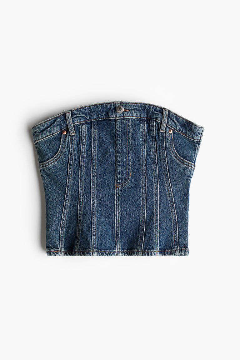 H & M - Denim bustier - Blue | H&M (UK, MY, IN, SG, PH, TW, HK)