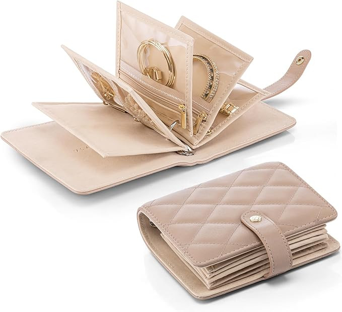 Vlando Travel Jewelry Case,Portable Jewelry Organizer Storage Book with Clear Zipper Velvet Jewel... | Amazon (US)