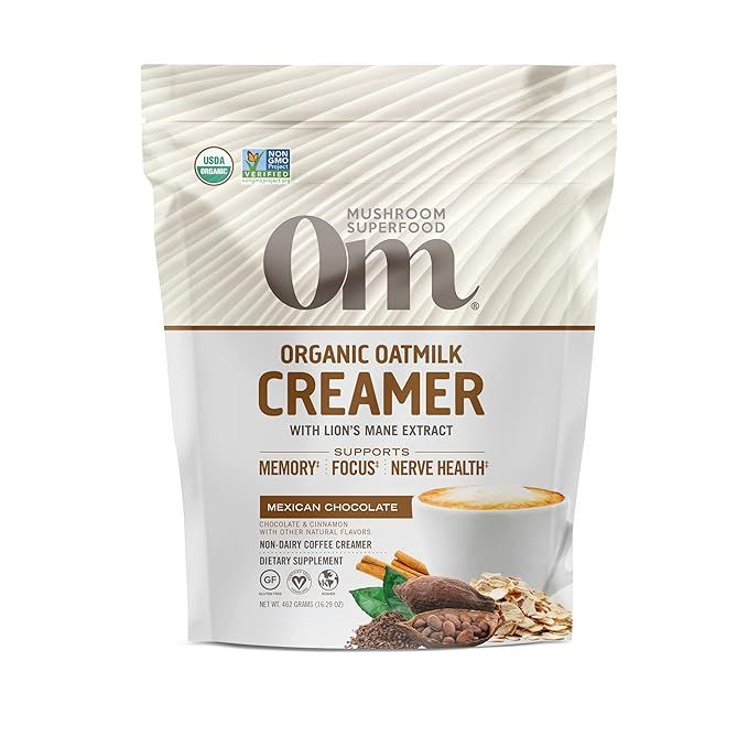 Om Mushroom Superfood Oatmilk Adaptogen Creamer, Non-Dairy, Mexican Chocolate, 16.29 Ounce, 100 S... | Amazon (US)