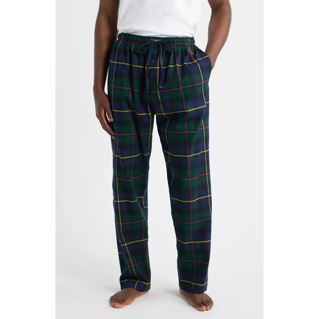 Polo Ralph Lauren Yarn Dyed Plaid Flannel Pajama Pants in Polo Tartan Print at Nordstrom, Size Large | Nordstrom