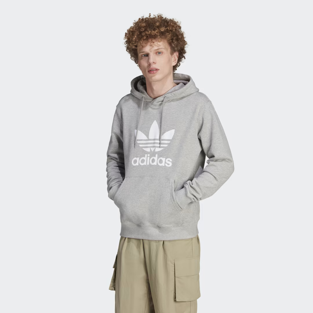 adidas Adicolor Classics Trefoil Hoodie Medium Grey Heather S Mens | adidas (US)