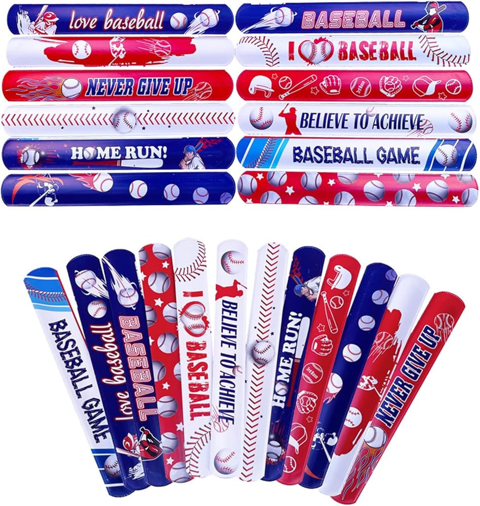 48pcs Baseball Party Slap Bracelets Sport Slap Bracelets for Kids Baseball Theme Bracelets Motiva... | Amazon (US)