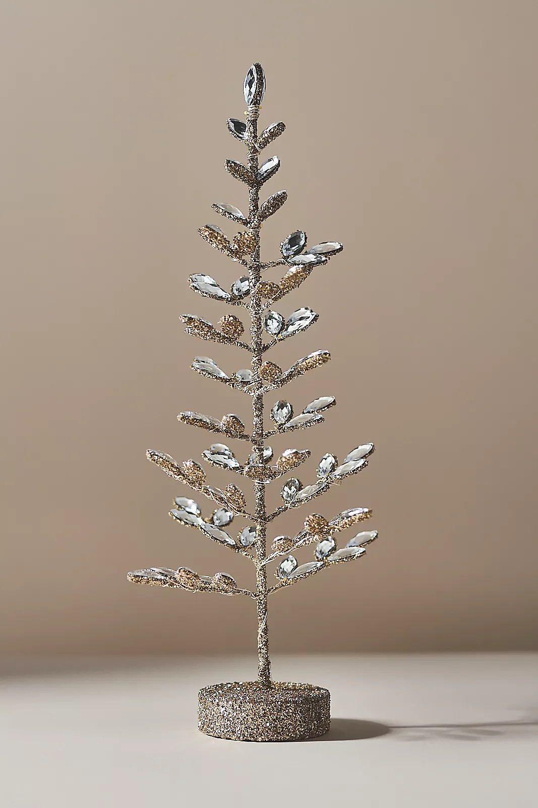 Crystal Leaves Light-Up Gold Tree | Anthropologie (US)