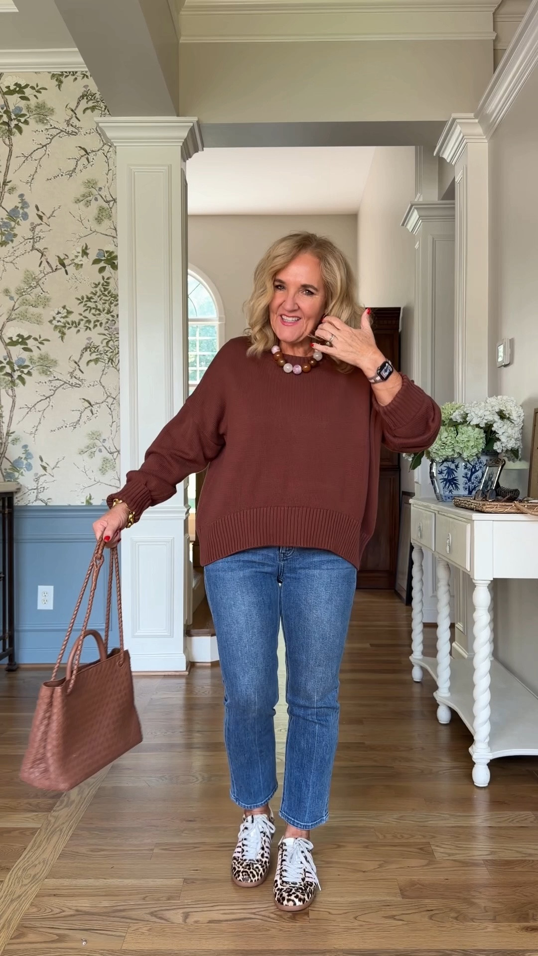 One straight denim size 29 short
Cotton sweater oversized this is a medium
Wearing a long sleeve Tea underneath it also comes in a short sleeve, but I do size up to a large
Bubble bar necklaces are on sale this weekend. Make sure you pick up a few new colors that you’re missing.
Sneakers size down they only come in whole sizes

#LTKOver40 #LTKootd #LTKstorytime