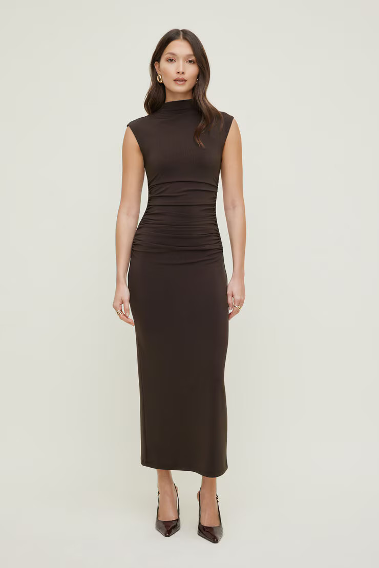 Bria Sculpt Mock Neck Maxi Dress | Dynamite Clothing